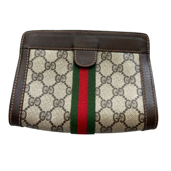 GUCCI Vintage Monogram Canvas Clutch Cosmetic Perfums Bag - Picture 1 of 11